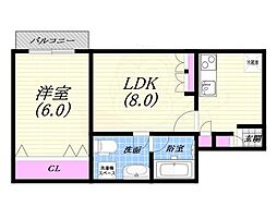 アストリア 1LDKの間取図画像