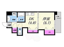 西宮ノースハイツ 1DKの間取図画像