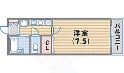セジュール西宮今津 1Kの間取図画像