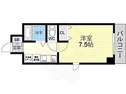 パルメーラ甲子園口 1Kの間取図画像