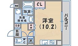 西宮アネックス 1Kの間取図画像