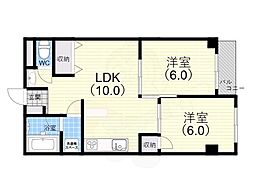 甲子園第二松並ハイツ 2LDKの間取図画像