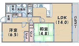 甲子園六石町ハイツ 2LDKの間取図画像