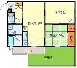 Yaore甲子園 2DKの間取図画像