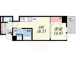 ダブルナインレジデンス西宮 1LDKの間取図画像