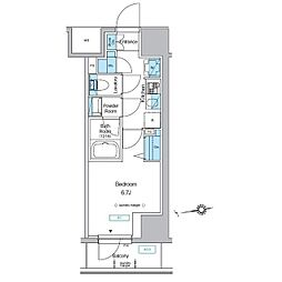 プレディアコート北千住 1Kの間取図画像