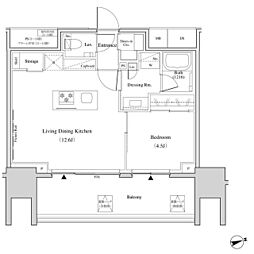 ザ・パークハビオ北千住 6階1LDKの間取り