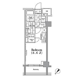 ＯＮＥ　ＲＯＯＦ　ＦＬＡＴ　ＴＳＵＫＩＳＨＩＭＡ 3階ワンルームの間取り