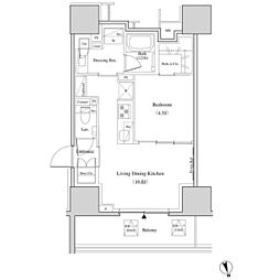 ザ・パークハビオ北千住 5階1LDKの間取り