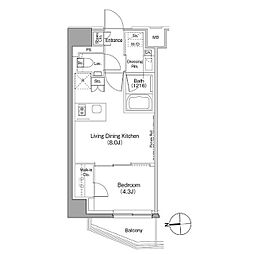 ザ・パークハビオ根岸三丁目 1LDKの間取図画像