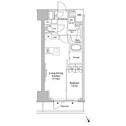 ザ・パークハビオ日本橋茅場町 1LDKの間取図画像