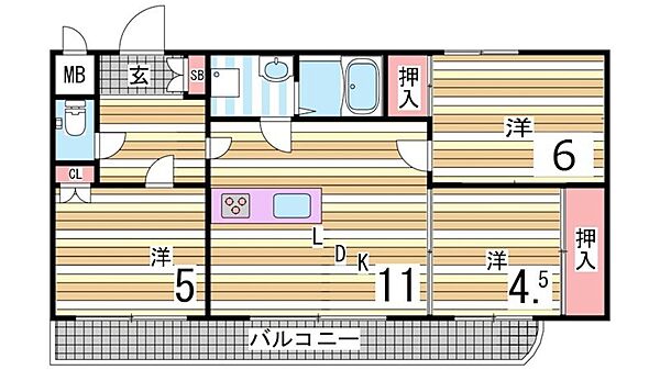 兵庫県神戸市垂水区千鳥が丘２丁目(賃貸マンション3LDK・4階・53.00㎡)の写真 その2