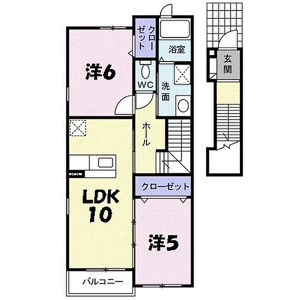 兵庫県西宮市山口町名来１丁目(賃貸アパート2LDK・2階・54.67㎡)の写真 その2