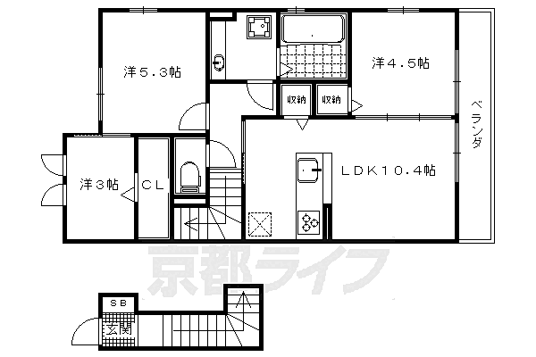 レジーナデルソーレ 202｜京都府京都市左京区岩倉幡枝町(賃貸アパート2SLDK・2階・61.56㎡)の写真 その2