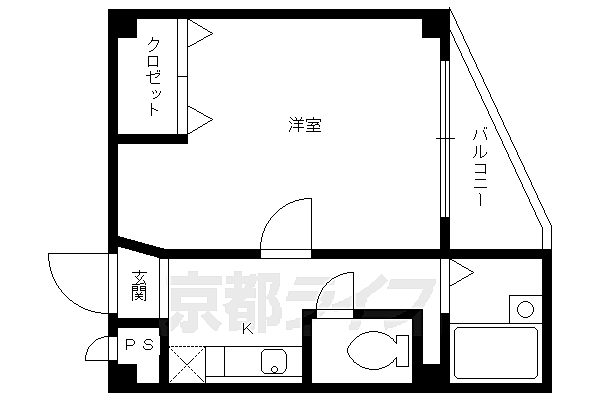 京都府京都市上京区西院町(賃貸マンション1K・4階・20.59㎡)の写真 その2