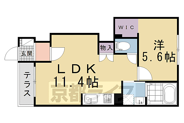 Ｃａｍｅｒａ（カーメラ）幡枝 105｜京都府京都市左京区岩倉幡枝町(賃貸アパート1LDK・1階・40.57㎡)の写真 その2