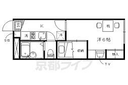 レオパレスアルモニ 1階1Kの間取り