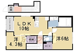 京福電気鉄道北野線 北野白梅町駅 3.1kmの賃貸アパート 2階2LDKの間取り