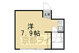 京都市営烏丸線 北大路駅 徒歩14分の賃貸マンション 3階1Kの間取り
