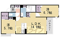 シャーメゾン池ノ内 2階2LDKの間取り
