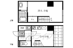 京都市営烏丸線 今出川駅 徒歩15分の賃貸マンション 6階1DKの間取り