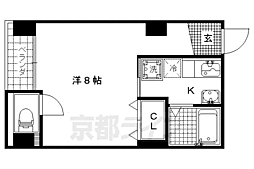 京都市営烏丸線 今出川駅 徒歩10分の賃貸マンション 4階1Kの間取り