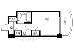 京都市営烏丸線 今出川駅 徒歩15分の賃貸マンション 3階1Kの間取り