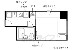 京福電気鉄道北野線 北野白梅町駅 徒歩13分の賃貸マンション 4階1Kの間取り