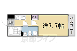 スターアパートメント京大北 3階1Kの間取り