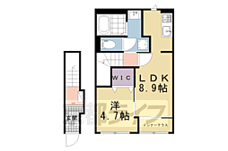 京都市営烏丸線 北大路駅 徒歩15分の賃貸アパート 2階1LDKの間取り
