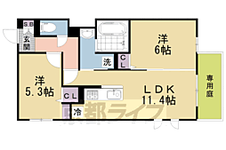 Ｄ‐ＲＯＯＭ壬生森町 105 1階2LDKの間取り