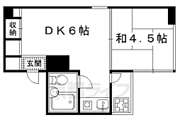 京都市営烏丸線 丸太町駅 徒歩8分の賃貸マンション 2階1DKの間取り