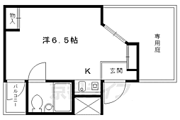 デトムワン京大前 1階1Kの間取り