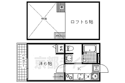 JR山陰本線 二条駅 徒歩24分の賃貸マンション 2階1Kの間取り