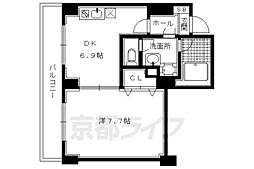 京都市営烏丸線 今出川駅 徒歩12分の賃貸マンション 7階1DKの間取り