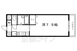 グランディヨン百万遍 3階1Kの間取り