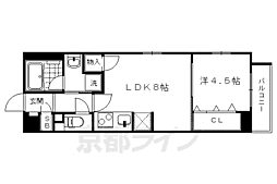 京都市営烏丸線 今出川駅 徒歩10分の賃貸マンション 4階1LDKの間取り