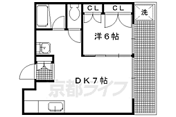 浄土寺ガーデンハイツ 2階1DKの間取り