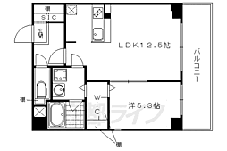 グランデュア京　東一条 4階1LDKの間取り