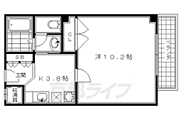 メディナ烏丸 1DKの間取図画像
