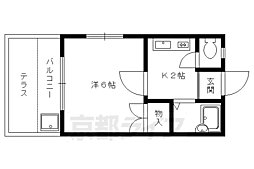 鴨東ハイツ 1Kの間取図画像