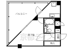 リバティ東大路 1Kの間取図画像