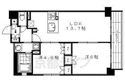 リヴァーク四条烏丸 2LDKの間取図画像