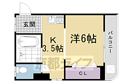 銀閣寺南 1Kの間取図画像