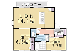 ラフィーネ北山 1SLDKの間取図画像