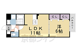 サニーコンフォート北山 1LDKの間取図画像