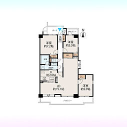 ルイシャトレ越谷大袋 3LDKの間取図画像