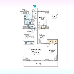 シャルム北越谷B棟 3LDKの間取図画像