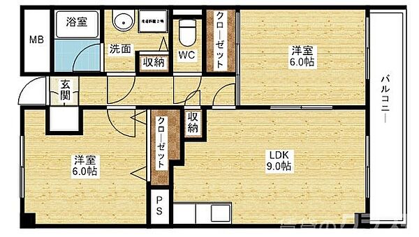 大阪府大阪市東淀川区豊里1丁目(賃貸マンション2LDK・5階・50.37㎡)の写真 その2