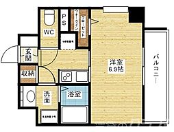 ライフフィールド塚本Grace 2階1Kの間取り